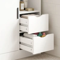 HOMCOM Armario de Baño con 2 Cajones Compartimento Abierto y Estantes Ajustables para Espacio Pequeño 50x25x100 cm Blanco(m-11)