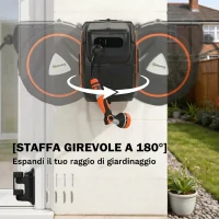 Outsunny Avvolgitubo Retrattile 28+2m con Riavvolgimento Automatico e Sistema di Bloccaggio(m-6)
