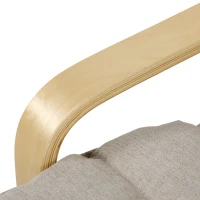 HOMCOM Curved Wooden Accent Chair, Armchair with Adjustable Footrest, Light Brown(m-8)