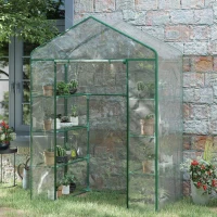 Outsunny Serra da Giardino in Acciaio e PVC Trasparente con Porta Avvolgibile, 143x73x195 cm, verde(m-10)