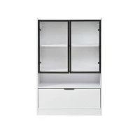 Vitrine LED moderna, iluminação LED RGB, compartimento abatível prático e prateleiras ajustáveis, 80x35x120 cm, Branco(m-1)