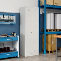 HOMCOM Armadio Porta Attrezzi in Acciaio con Serratura, Ante e Ripiani Regolabili, Capacità 80 kg, Crema(m-8)
