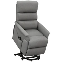 HOMCOM Relaxfauteuil met Elektrische Opstaanondersteuning, Verstelbare Rugleuning/Voetensteun, tot 120 kg, 66x90x96 cm, Grijs(m-11)
