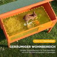 PawHut Hasenstall erhöhter Kaninchenstall aus Holz mit aufklappbar Bitumendach herausziehbarer Schublade 90x45x65 cm Orange(m-4)