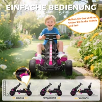 AIYAPLAY Gokart mit Pedalen, Tretauto für Kinder mit Bremse, rutschfeste Räder, Metallrahmen, 3-6 Jahre, Rosa(m-5)
