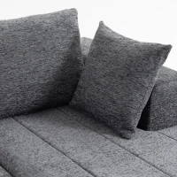 HOMCOM Sofá Esquinero 3 Plazas en L con Otomana Sofá Cama Convertible de Chenilla con Acolchado de Muelles Gris(m-7)