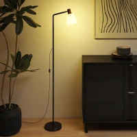 HOMCOM Lampada da Terra LED con Testa Girevole a 350°, Regolazione Temperatura del Colore 3000K/4000K/6500K, Nero(m-8)