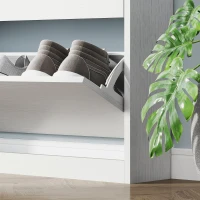 HOMCOM Schoenenkast met 3 kleplades, voor maximaal 12 paar schoenen, spaanplaat, 80 x 17 x 108 cm, wit(m-9)