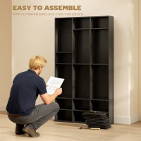 HOMCOM Mobile Porta CD a 9 Ripiani con 21 Ripiani, Scaffale Porta 835 CD/500 DVD/640 Blu-ray Salvaspazio, 100x24x175 cm, Nero(m-6)