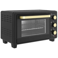 HOMCOM Mini-Ofen, Toasterofen, Timer, Gitterrost, Backblech, Glasfenster, Metall, Schwarz(m-1)