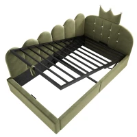 Letto singolo a L imbottito con spazio contenitore inferiore, 199x96x96 cm, Verde(m-7)