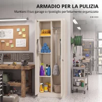 HOMCOM Armadio Porta Attrezzi in Acciaio con Serratura, Ante e Ripiani Regolabili, Capacità 80 kg, Crema(m-4)