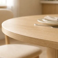 HOMCOM Mesa de Comedor Ovalada para 6 Personas con Tablero Grueso Puertas Correderas Tipo Persiana 6 Compartimentos Roble(m-10)