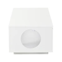 Mesa de centro con iluminación LED, gran espacio de almacenamiento con gestión de cables integrada, 100x50x35 cm, Blanco(m-7)