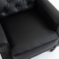 HOMCOM Sillón para Dormitorio en Piel PU con Asiento Amplio Reposabrazos y Patas de Madera de Eucalipto Negro(m-8)