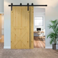 HOMCOM Schuifdeursysteem looprail schuifdeurbeslag houten schuifdeur 9 zwarte accessoires(m-5)