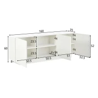 Madia per soggiorno minimal e moderna a 3 ante, 35x160x60 cm, Bianco(m-3)