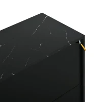 Credenza moderna a 4 ante con dettagli dorati, 35x140x70 cm, Nero(m-10)
