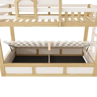 Cama beliche infantil estilo cabana, 2 lugares de dormir de 90×200 cm cada, sem colchão, 210x102x184 cm, Cor natural(m-10)