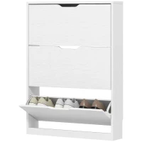 HOMCOM Schoenenkast met 3 kleplades, voor maximaal 12 paar schoenen, spaanplaat, 80 x 17 x 108 cm, wit(m-10)