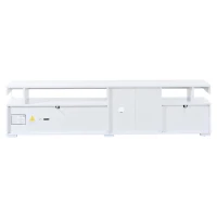 Mobile TV basso e moderno a LED, adatto per TV fino a 80 pollici, 180x35x45 cm, Bianco(m-8)