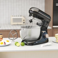 HOMCOM Küchenmaschine Knetmaschine mit 4,5L Edelstahlschüssel 1300W Teigmaschine mit 6+P Geschwindigkeit Beige(m-10)