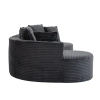 Bogesofa imbottito con portabicchieri su entrambi i lati, cuscini e tasca laterale, 250x152x82 cm, grigio scuro(m-7)