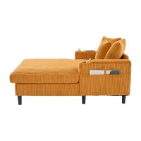 Divano letto con portabicchieri su entrambi i lati e bracciolo pieghevole, 129x170x70 cm, giallo senape(m-9)