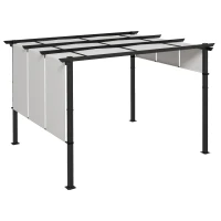 Outsunny Markise Sonnenschutz. Pergola, wetterbeständig,  inkl. Befestigungsmaterial, 3 x 3,5 m, Dunkelgrau(m-11)