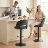 HOMCOM Set de 2 taburetes de barra, regulables y giratorios, para barra, Gris oscuro(m-6)