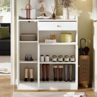 Sapateira em rattan, amplo espaço de arrumação, prateleiras ajustáveis, 90x35x110 cm, Cor natural(m-5)