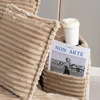 Bogesofa imbottito con portabicchieri su entrambi i lati, cuscini e tasca laterale, 250x152x82 cm, Kaki(m-11)