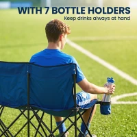 Outsunny 6 Seater Folding Camping Chair with Cup Holder & Carry Bag - Blue(m-5)