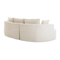 Bogesofa imbottito con portabicchieri su entrambi i lati, cuscini e tasca laterale, 250x152x82 cm, Beige(m-6)