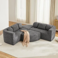 Divano modulare con funzione letto, schiuma ad alta resilienza e molle insacchettate, 292x165x68 cm, Nero(m-1)