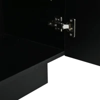 Aparador para sala de estar, armário de arrumação largo de três portas, design minimalista moderno, 35x160x60 cm, Preto(m-8)