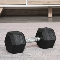 HOMCOM Mancuerna Hexagonal 12,5 kg de Hierro Fundido Recubierta de Goma para Entrenamiento en Casa Gimnasio Negro(m-10)