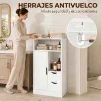 HOMCOM Armario de Baño con 2 Cajones Compartimento Abierto y Estantes Ajustables para Espacio Pequeño 50x25x100 cm Blanco(m-8)