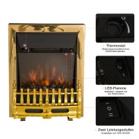 HOMCOM Elektrische kachel haardkachel 2000 W elektrische haard wandhaard vlameffect(m-4)