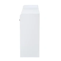 Aparador com muito espaço de arrumação, 3 gavetas e 3 portas com prateleiras ajustáveis, frente das portas com riscas, 120x35x80 cm, Branco(m-8)