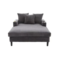 Divano letto con portabicchieri su entrambi i lati e bracciolo pieghevole, 129x170x70 cm, grigio scuro(m-6)