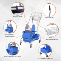 HOMCOM Schoonmaakwagen, Mopwagen, 25L Capaciteit, 4 Wielen, Kunststof, Blauw(m-6)