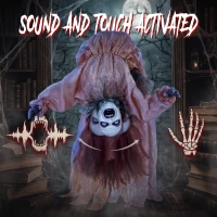 HOMCOM Animated Halloween Ghost, Halloween Animatronics with Creepy Screams, Glowing Eyes, Sound/Touch Activated(m-5)