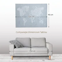 HOMCOM Lucrare de arta pe perete din panza Harta lumii Fotografii de perete pentru camera de zi Decor dormitor, 120 x 90 cm(m-6)