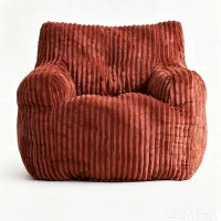 Puff acolchoado com espuma viscoelástica, capa não removível, 100x94x70 cm, Vermelho tijolo(m-1)