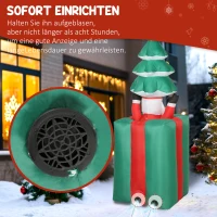 Outsunny Opblaasbare kerstdecoratie met LED-lampjes, polyester, voor binnen en buiten, Rood+Groen(m-8)