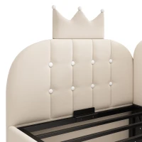 Letto singolo a L imbottito con spazio contenitore inferiore, 209x96x96 cm, Beige(m-10)