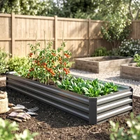 Outsunny 60 x 240cm Galvanised Steel Planter, with Open Bottom(m-2)