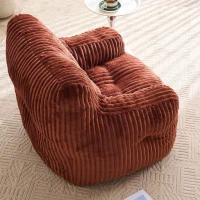 Puff acolchoado com espuma viscoelástica, capa não removível, 100x94x70 cm, Vermelho tijolo(m-7)