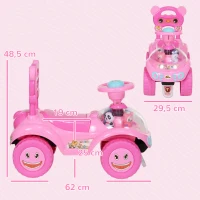AIYAPLAY Rutschauto für Kinder, Schiebefahrzeug mit Hupe, Licht, Musik, Lenkrad, Stauraum unter dem Sitz, Rosa(m-3)